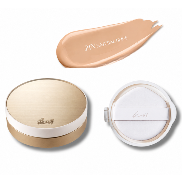 Протеїновий тональний кушон Koy Solid Refined Skin Texture Cushion 21N Natural Beige, 13 г + змінний рефіл 13 г 11001272 фото