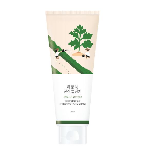 Заспокійлива очищуюча пінка з морським полином Round Lab Mugwort Calming Cleanser 10035 фото